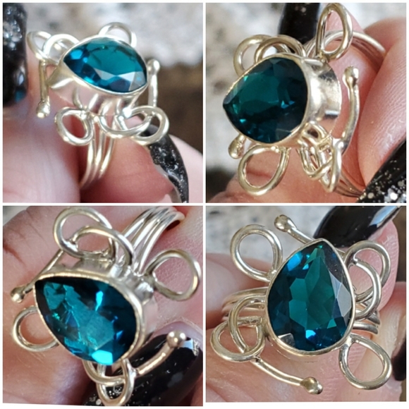 Genuine 4ct Teal Apatite Ring Size 9 - Picture 4 of 7